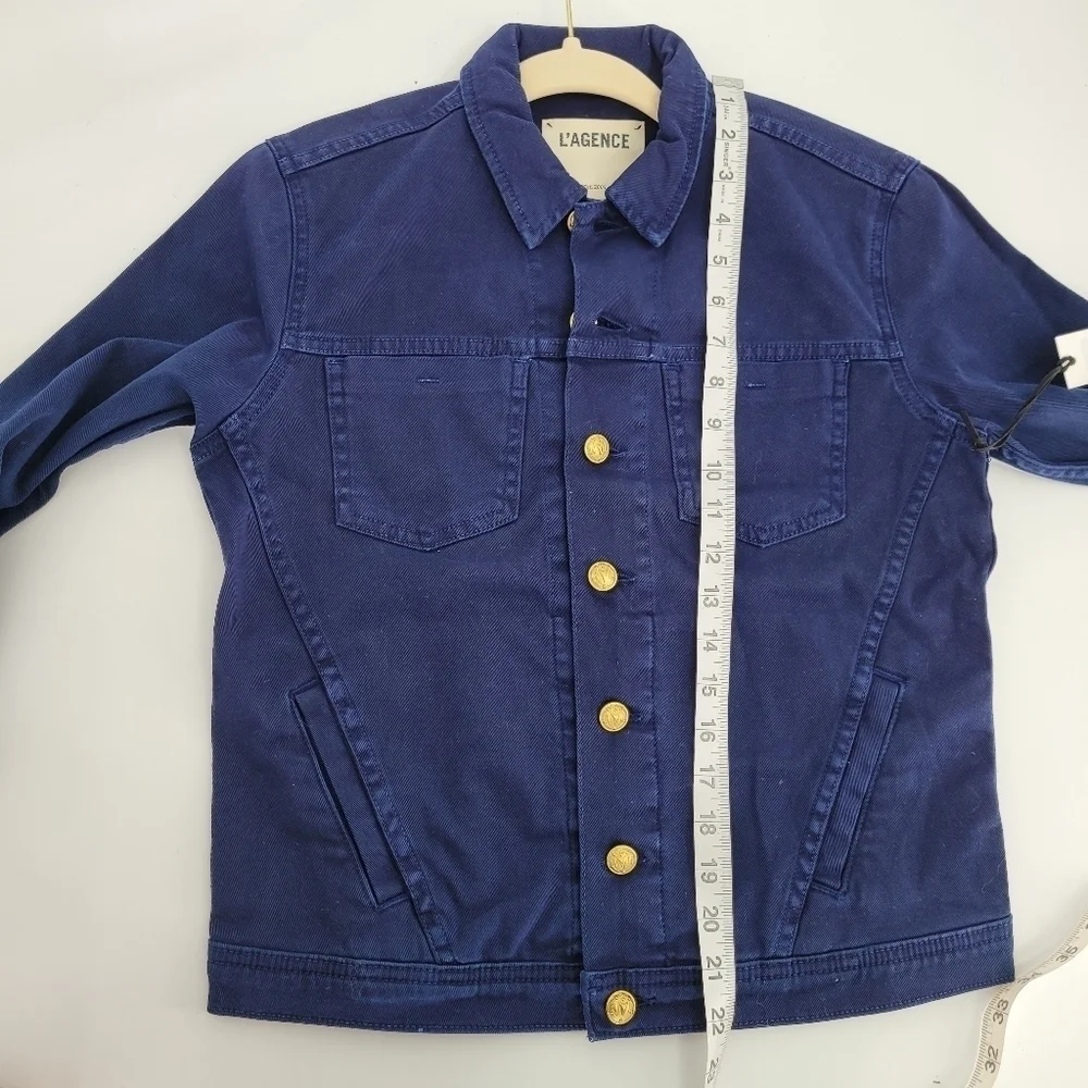 L’agence | Celine Slim Jacket In Marine Ocean Blue denim size small Petit - Picture 7 of 12